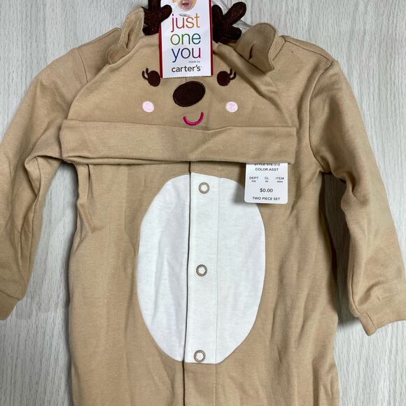 Carter's Just One You My First Christmas Set Baby Size 6 Months Reindeer Pajamas - Picture 2 of 9